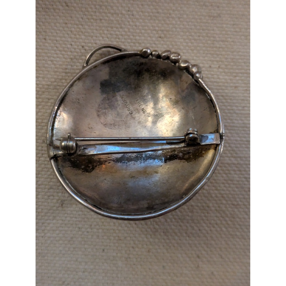 Carrie Groves Brutalist Round Pin Brooch Sterling Silver 925 View 3